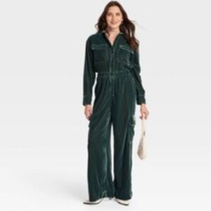 Dark Green Jumpsuit velour romper size 4
